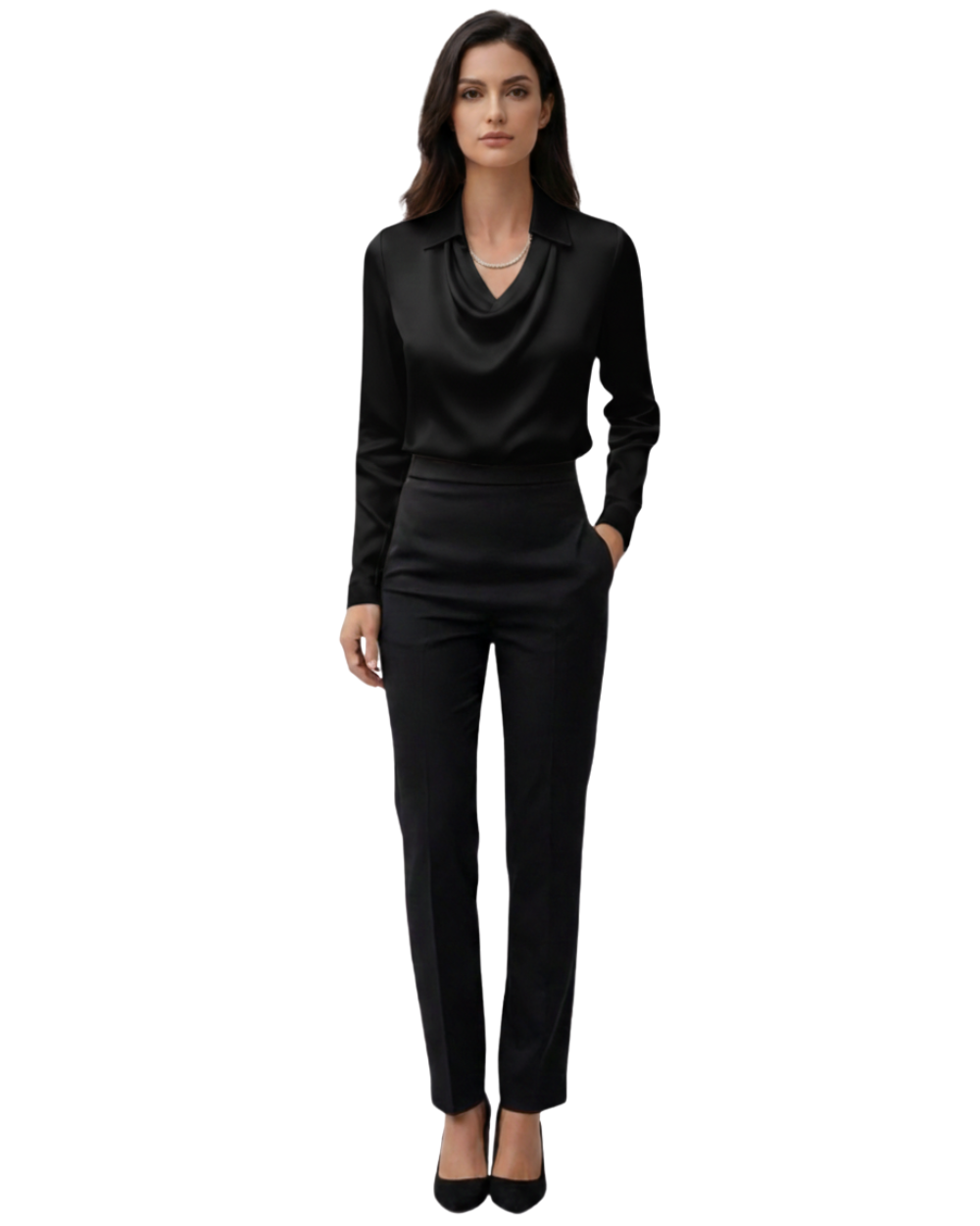 Womens Long Sleeve Satin Blouse