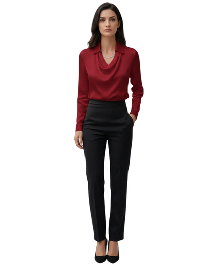 Womens Long Sleeve Satin Blouse