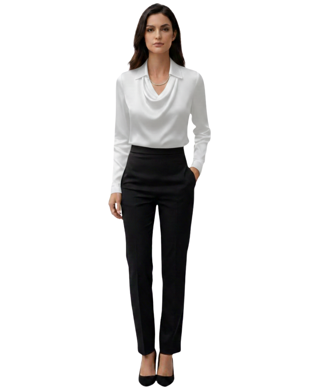 Womens Long Sleeve Satin Blouse