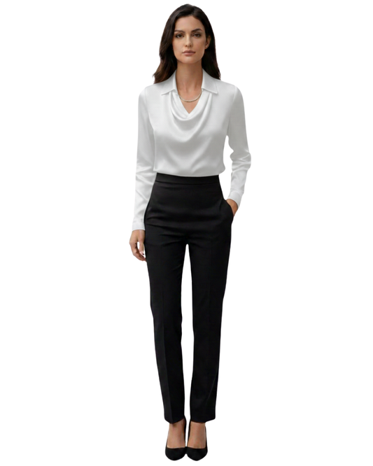 Womens Long Sleeve Satin Blouse