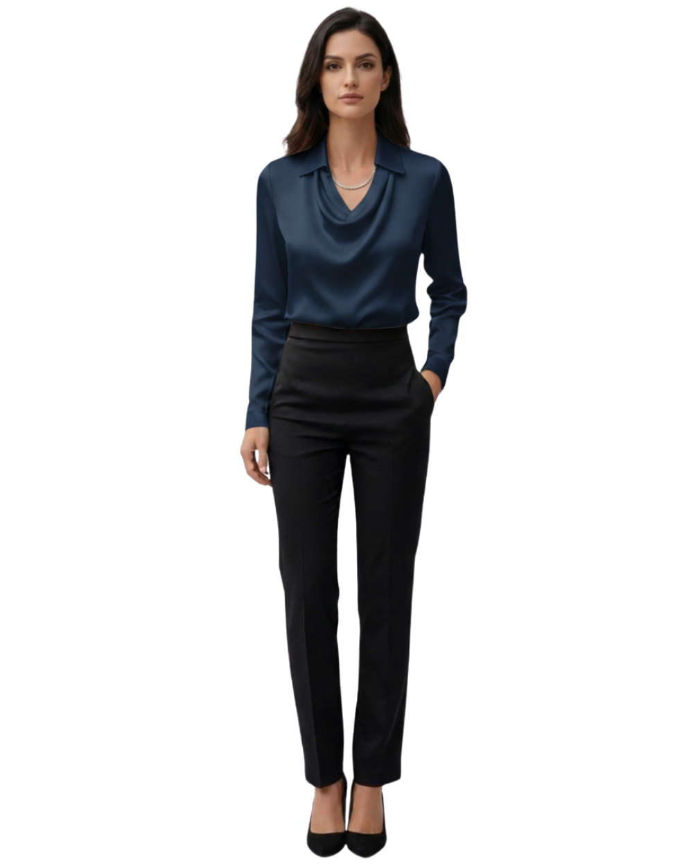 Womens Long Sleeve Satin Blouse