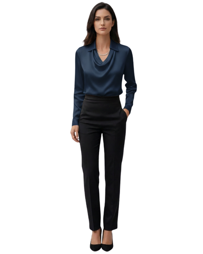 Womens Long Sleeve Satin Blouse